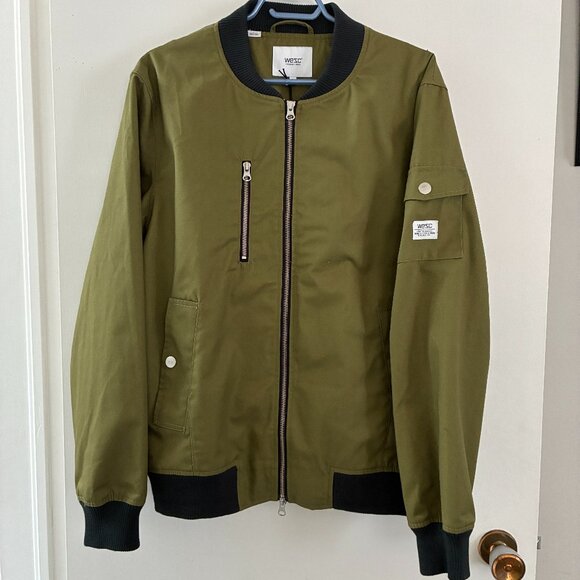 NEW. WESC Bomber  Zipper Jacket. Olive. Sz L - Picture 1 of 7